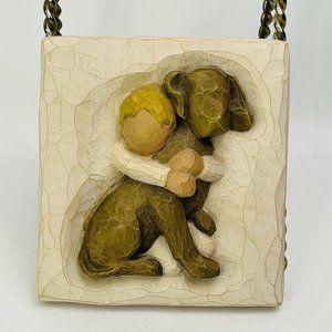 Willow Tree 2003 Boy and Dog Hugs Wall Plaque Demdaco Susan Lordi